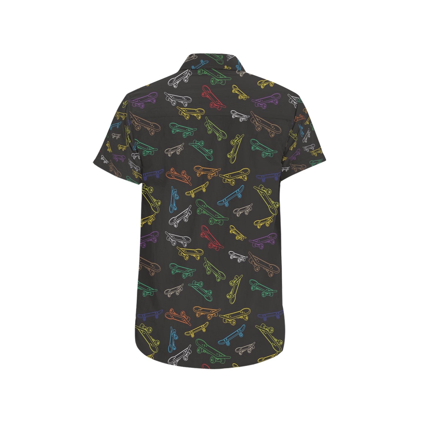 Skateboard Print Design LKS301 Men Short Sleeve Button Up Shirt