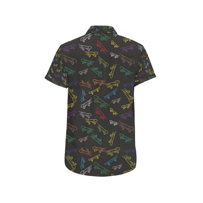 Skateboard Print Design LKS301 Men Short Sleeve Button Up Shirt