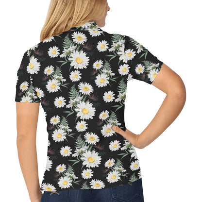 Daisy Pattern Print Design DS07 Women's Polo Shirt