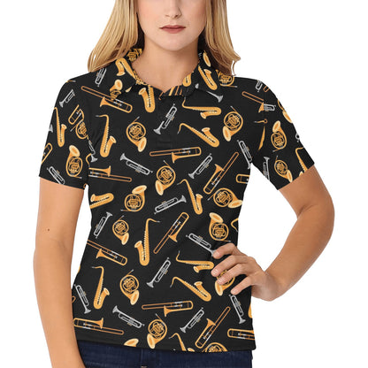 Saxophone Print Design LKS403 Women's Polo Shirt