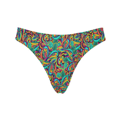 Psychedelic Trippy Floral Design Women's Thongs
