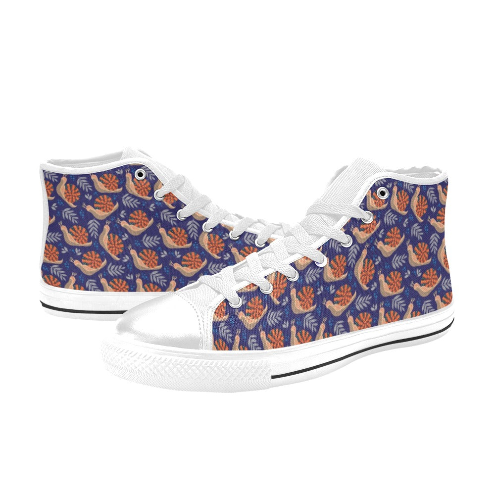 Snail Print Design LKS401 Men's High Top Canvas Shoes