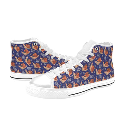 Snail Print Design LKS401 Men's High Top Canvas Shoes