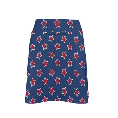 Star Red Blue Print Design LKS301 17" Golf & Pickleball Skort with Pockets