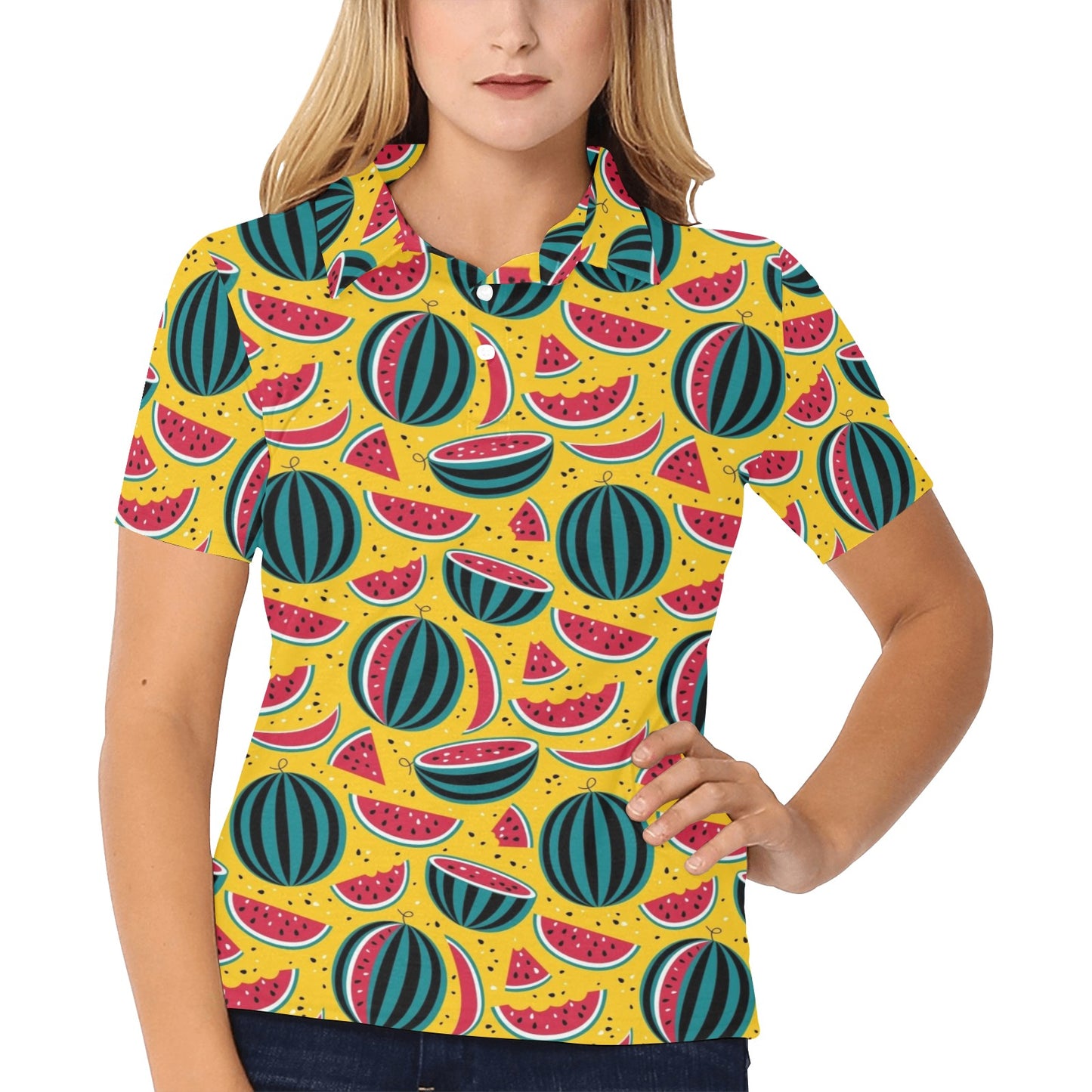 Watermelon Pattern Print Design WM02 Women's Polo Shirt