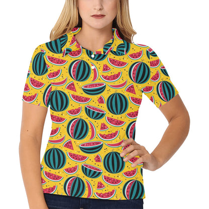 Watermelon Pattern Print Design WM02 Women's Polo Shirt