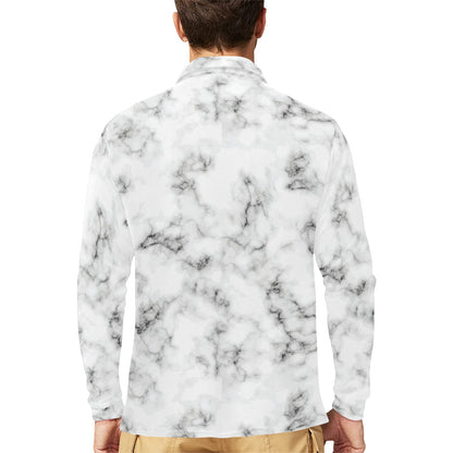 Marble Pattern Print Design 01 Long Sleeve Polo Shirt For Men's