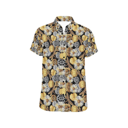 Steampunk Dragonfly Print Design LKS302 Men Short Sleeve Button Up Shirt