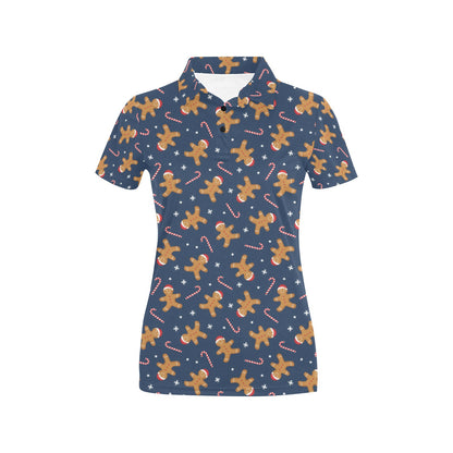 Gingerbread Pattern Print Design 01 Women's Polo Shirt