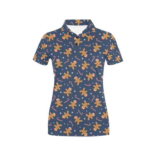 Gingerbread Pattern Print Design 01 Women's Polo Shirt