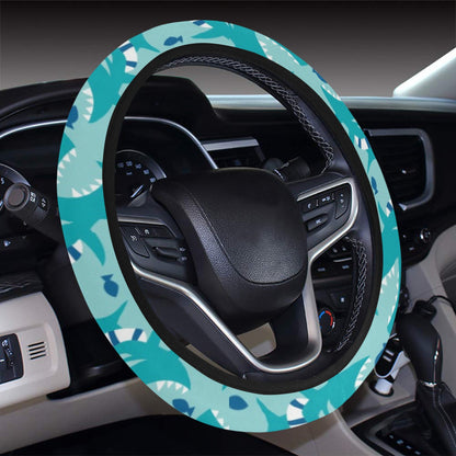 Shark Cute Print Design LKS302 Steering Wheel Cover with Elastic Edge