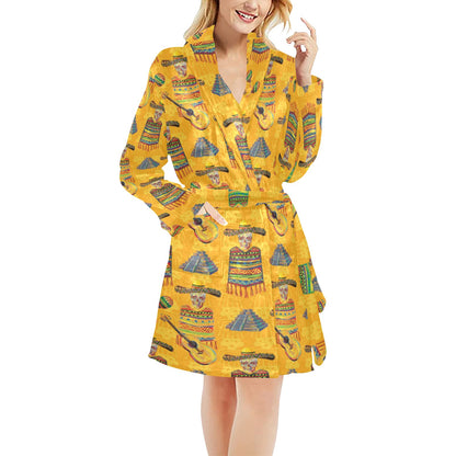 Maracas Mexican Style Pattern Print Design 02 Women's Fleece Robe