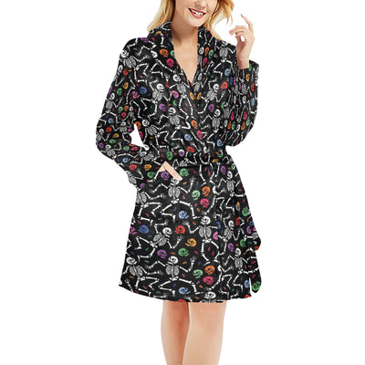 Skeleton Print Design LKS307 Women's Fleece Robe