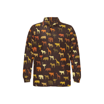 Safari Animal Print Design LKS301 Long Sleeve Polo Shirt For Men's