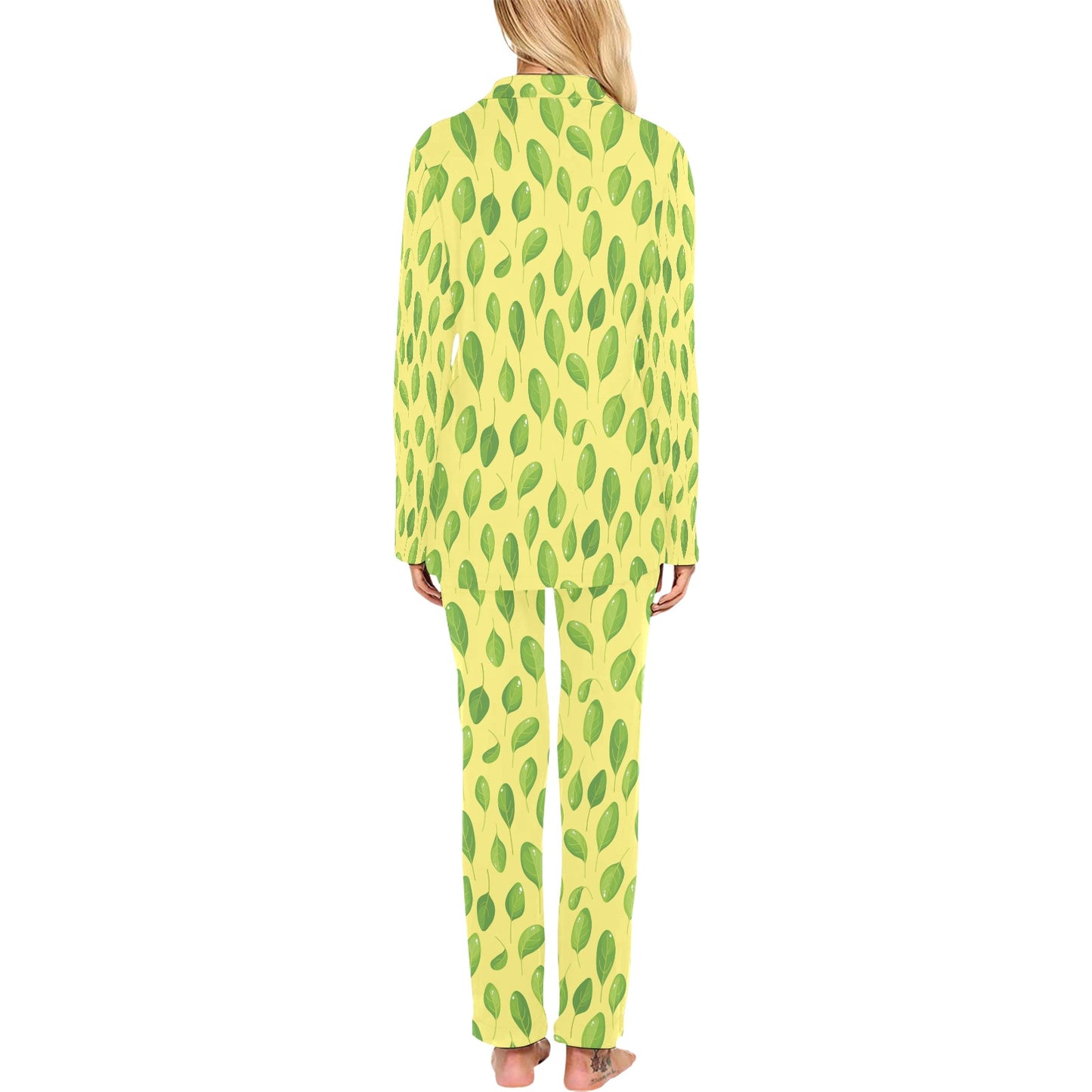 Spinach Print Design LKS302 Women's Long Pajama Set