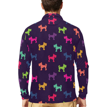 Schnauzers Pattern Print Design A05 Long Sleeve Polo Shirt For Men's