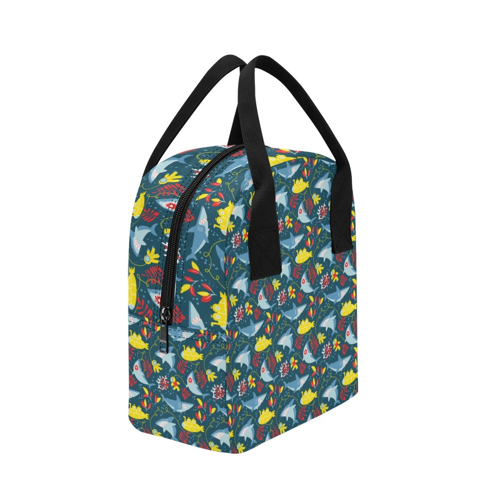 Scuba With Sharks Print Design LKS303 Insulated Lunch Bag