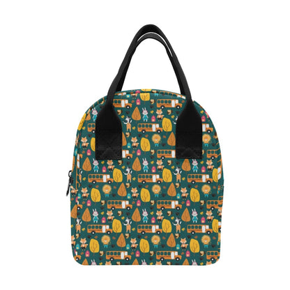 School Bus Print Design LKS309 Insulated Lunch Bag