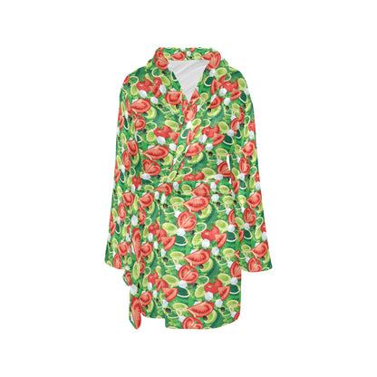 Vegan Salad Themed Design Print Women's Fleece Robe