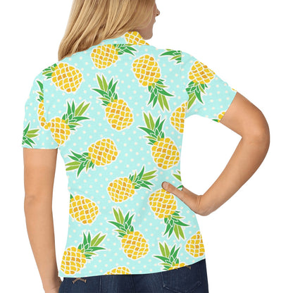 Pineapple Pattern Print Design PP01 Women's Polo Shirt