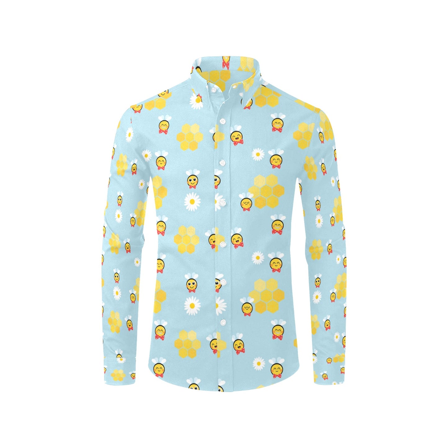 Bee Cute Print Design LKS304 Men's Long Sleeve Dress Shirt
