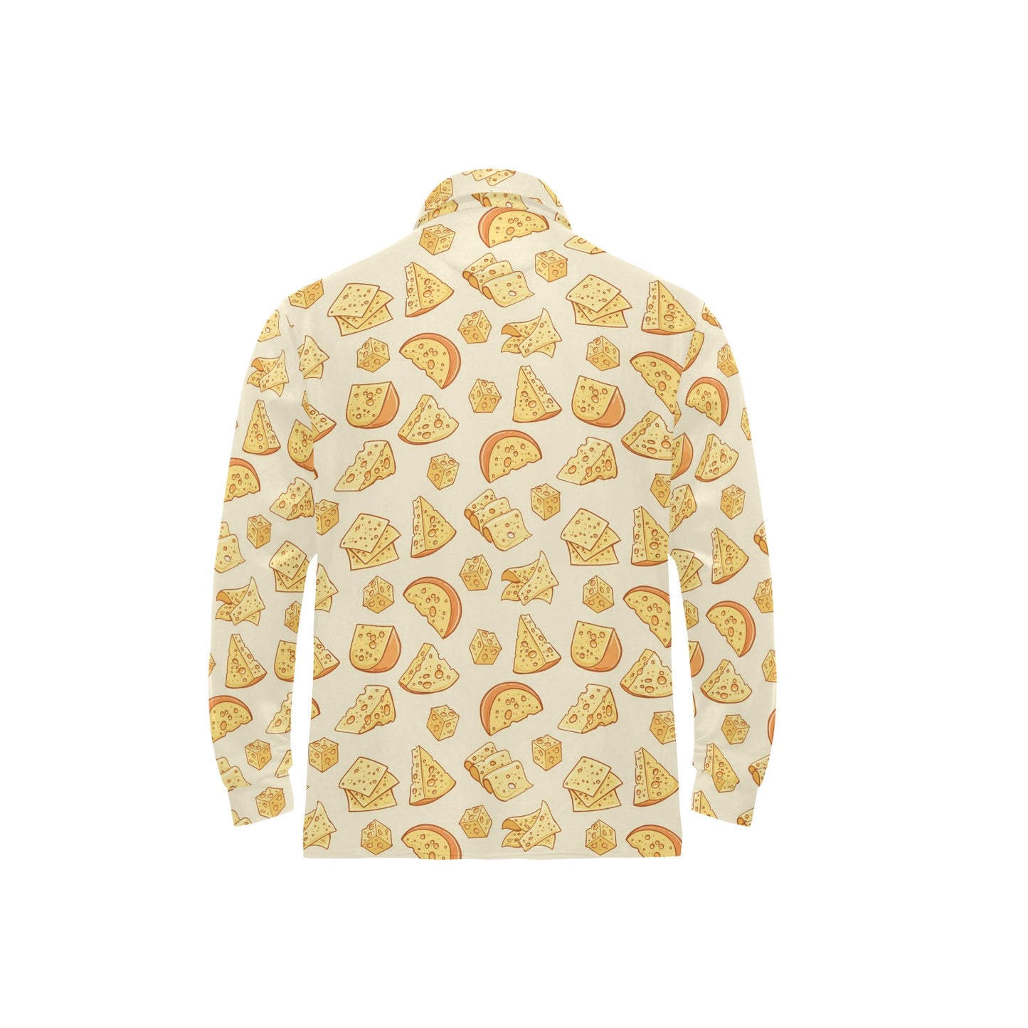 Cheese Pattern Print Design 01 Long Sleeve Polo Shirt For Men's