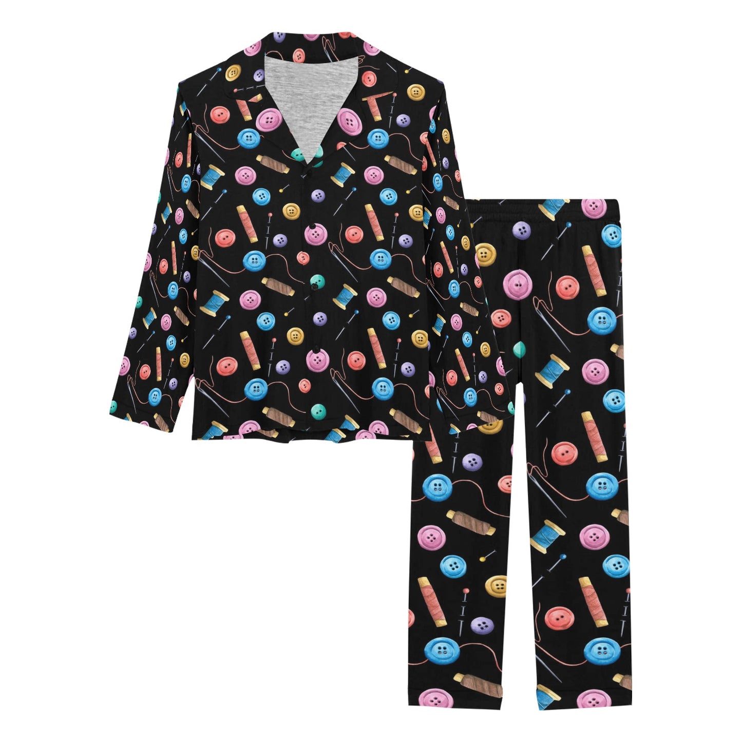 Sewing Print Design LKS309 Women's Long Pajama Set