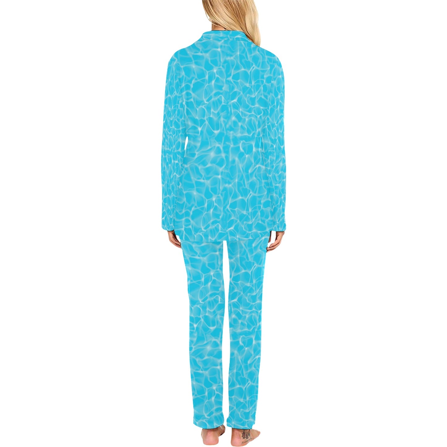 Swimming Pool Texture Print Design LKS301 Women's Long Pajama Set