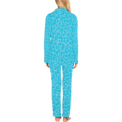 Swimming Pool Texture Print Design LKS301 Women's Long Pajama Set