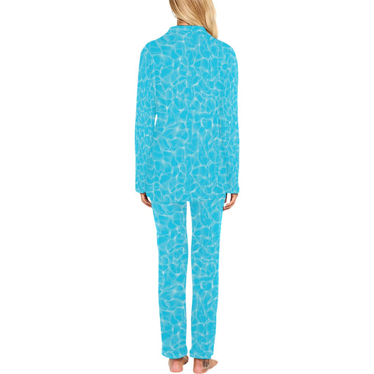 Swimming Pool Texture Print Design LKS301 Women's Long Pajama Set