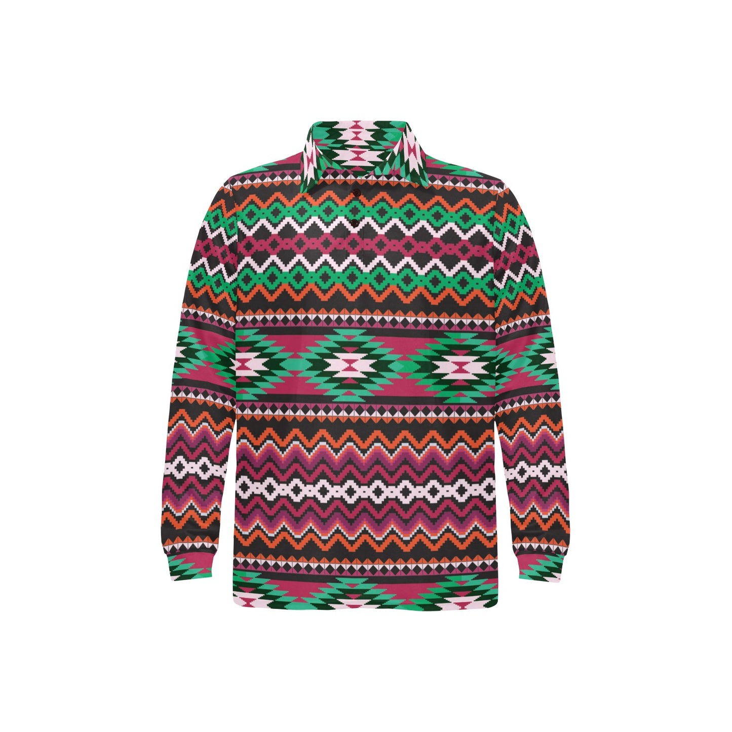 Mexican Pattern Print Design 01 Long Sleeve Polo Shirt For Men's