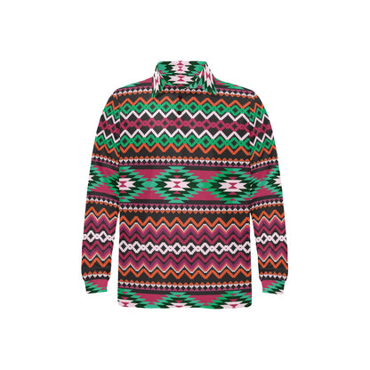 Mexican Pattern Print Design 01 Long Sleeve Polo Shirt For Men's