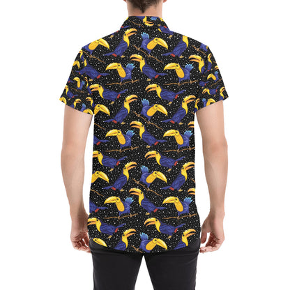 Toucan Print Design LKS307 Men Short Sleeve Button Up Shirt