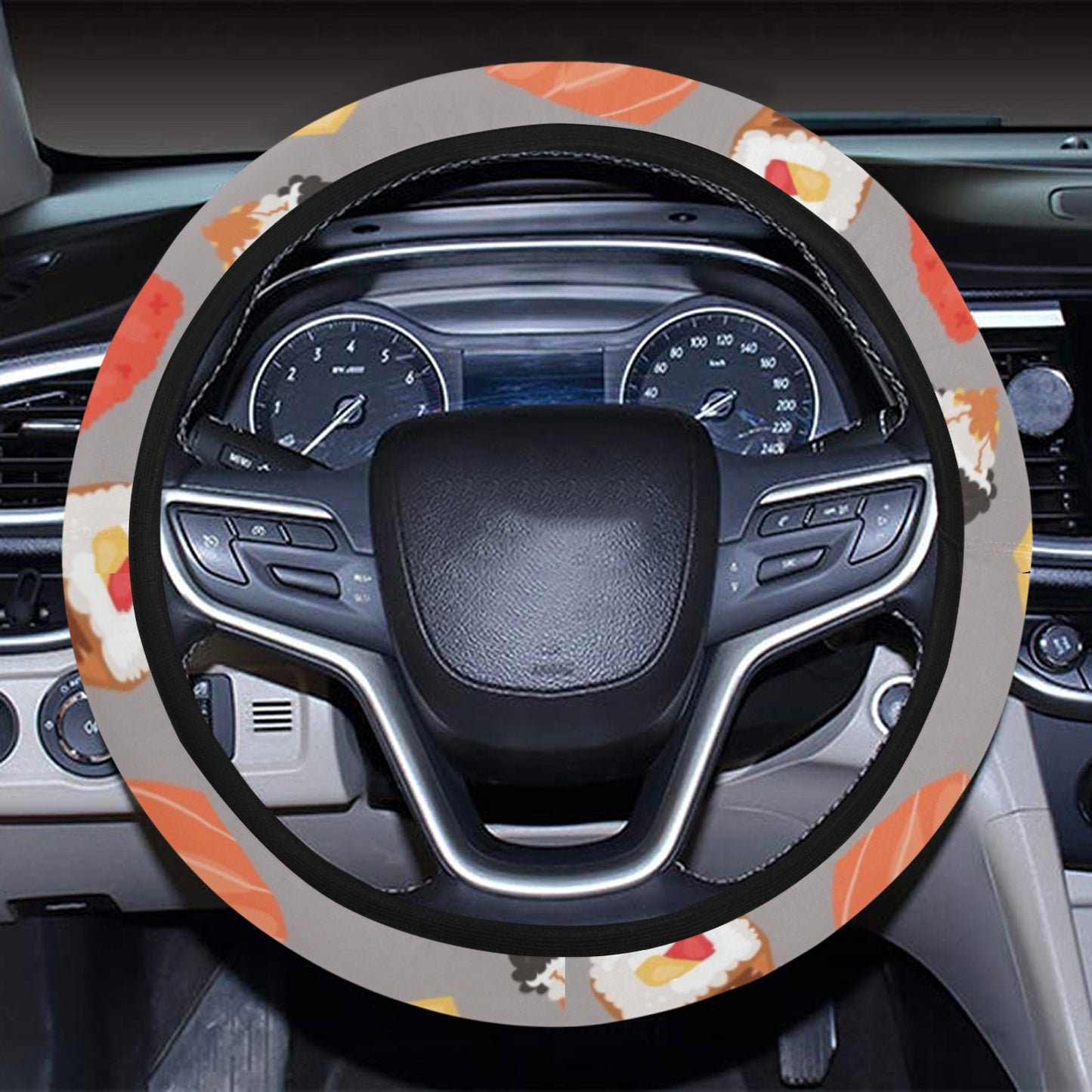 Sushi Print Design LKS307 Steering Wheel Cover with Elastic Edge