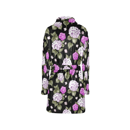 Hydrangea Pattern Print Design HD011 Women's Fleece Robe