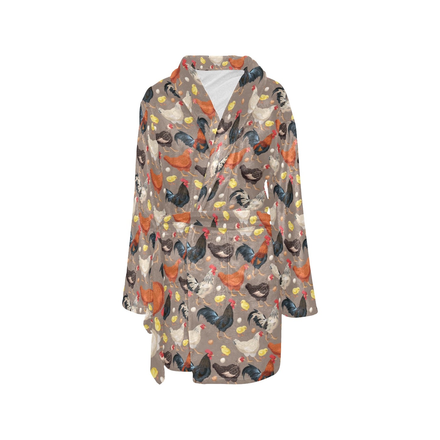 Chicken Evolution Pattern Women's Fleece Robe