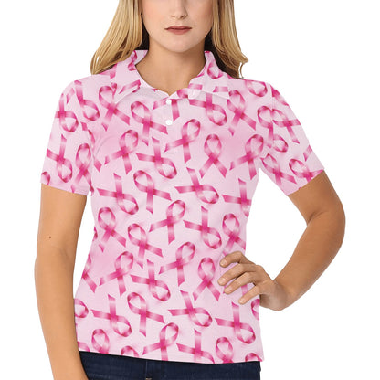 Breast cancer Pattern Print Design 04 Women's Polo Shirt