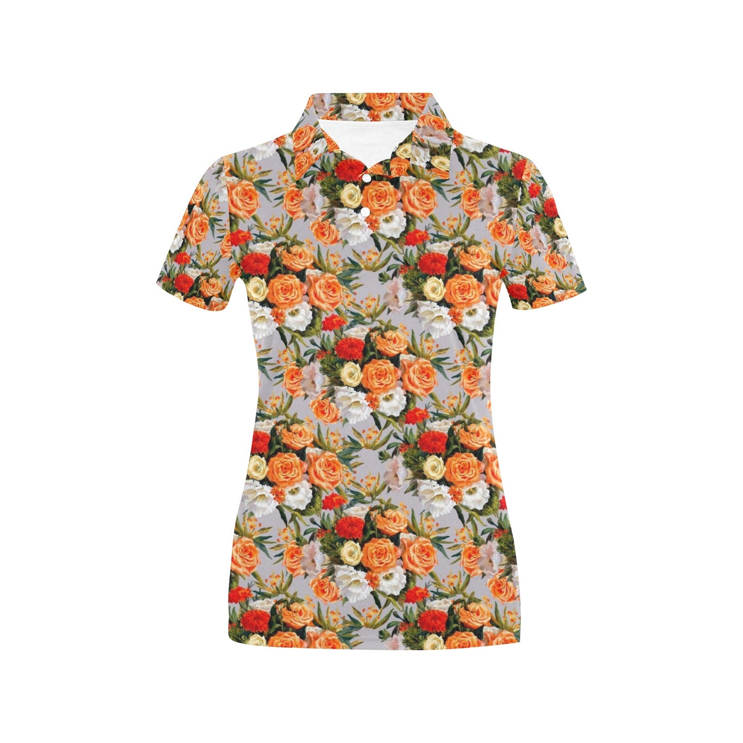 Lisianthus Pattern Print Design LT04 Women's Polo Shirt