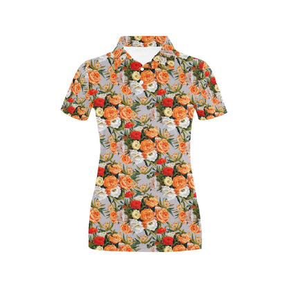 Lisianthus Pattern Print Design LT04 Women's Polo Shirt