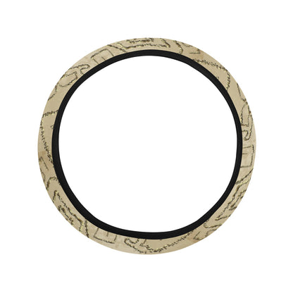 Ancient Greek Print Design LKS3013 Steering Wheel Cover with Elastic Edge