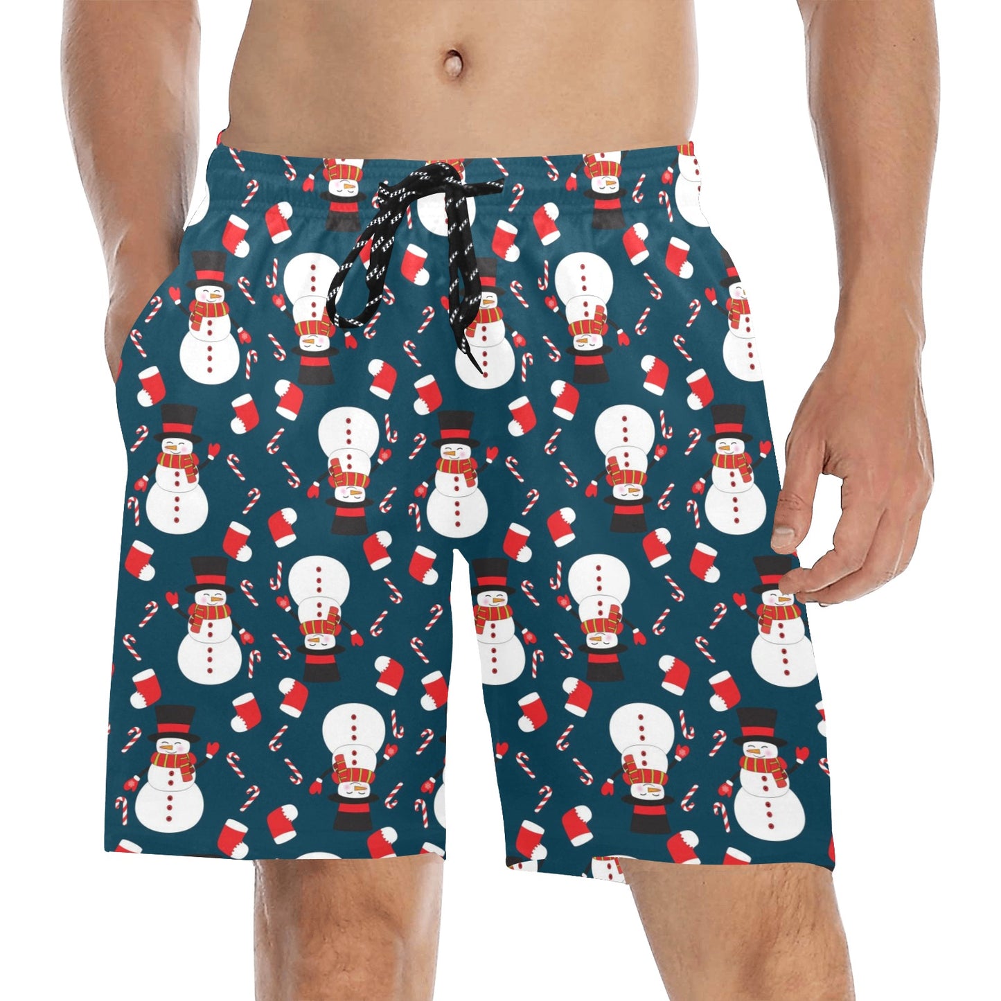 Snowman Print Design LKS301 Men's Swim Trunks Beach Shorts