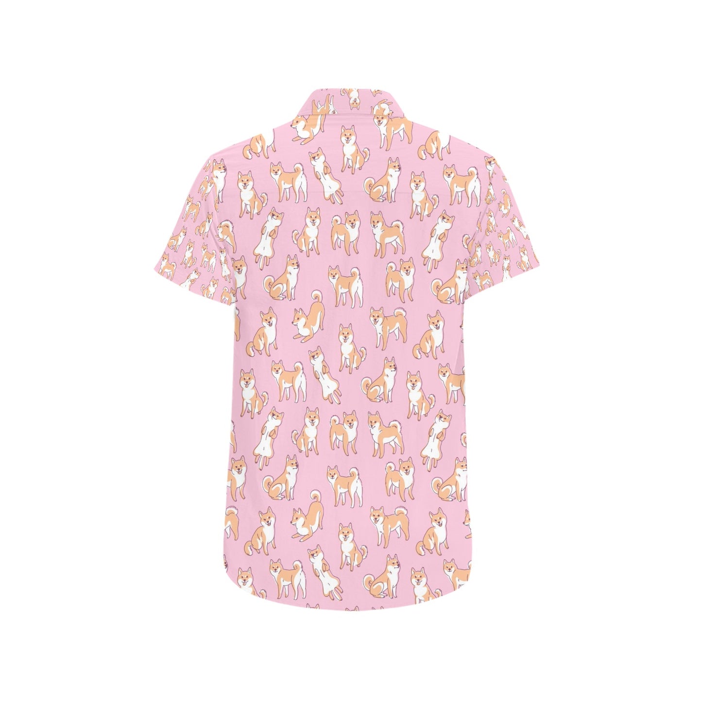 Shiba Inu Print Design LKS303 Men Short Sleeve Button Up Shirt
