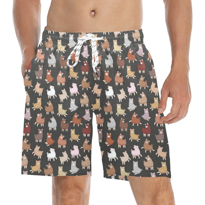 Alpaca Cute Design Themed Print Men's Swim Trunks Beach Shorts