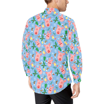 Pig Print Design LKS404 Men's Long Sleeve Dress Shirt