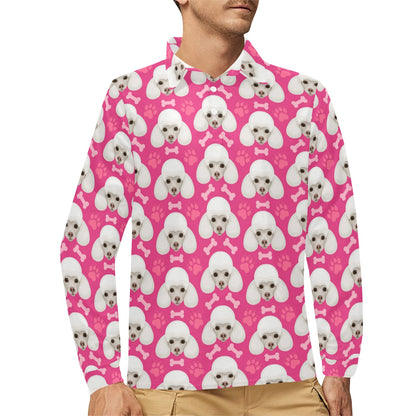 Poodle Pattern Print Design A04 Long Sleeve Polo Shirt For Men's