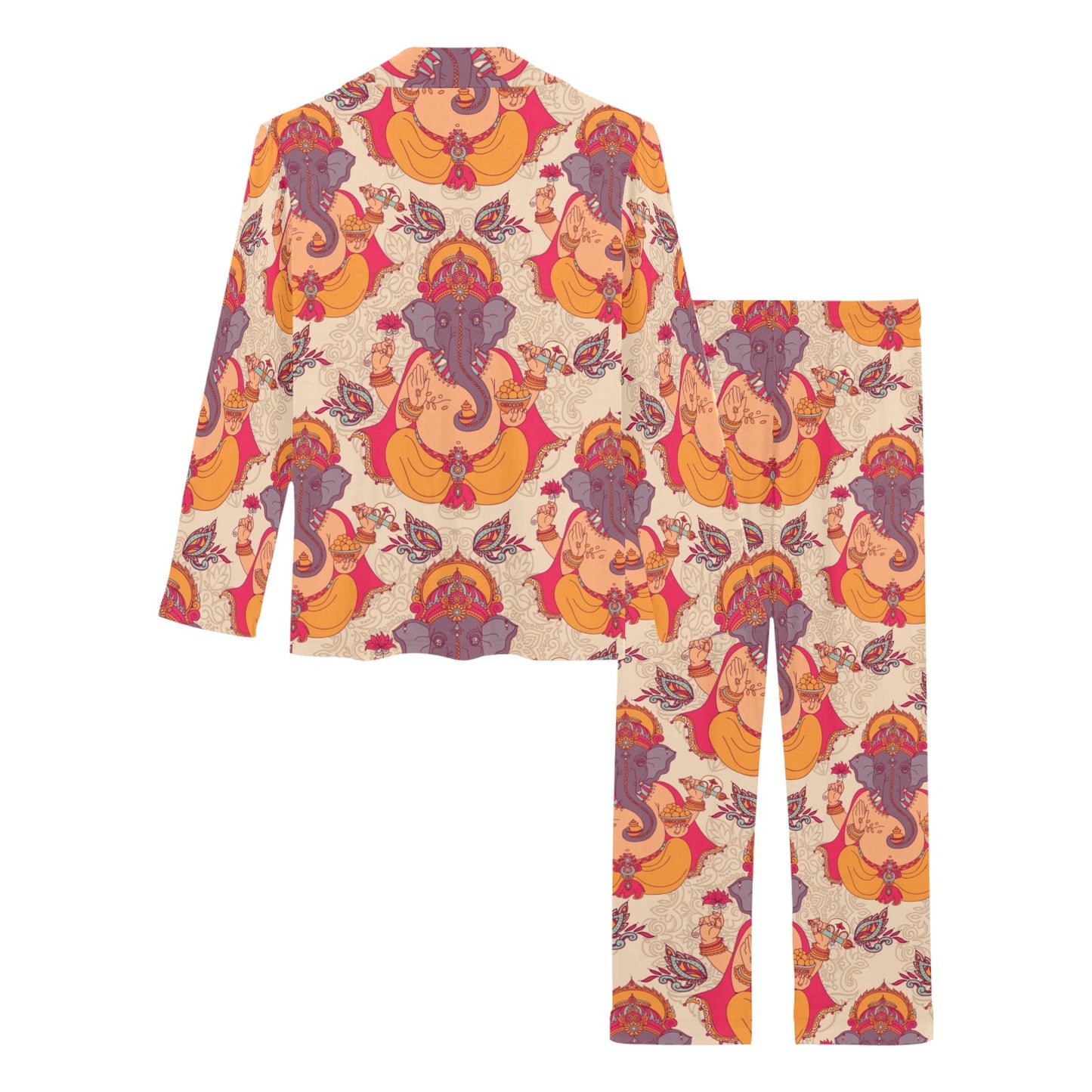 Ganesha Indian Pattern Print Design 02 Women's Long Pajama Set