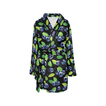 Blueberry Pattern Print Design BB03 Women's Fleece Robe