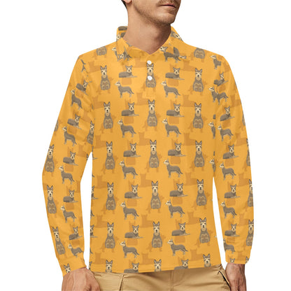 Berger Picard Pattern Print Design 01 Long Sleeve Polo Shirt For Men's