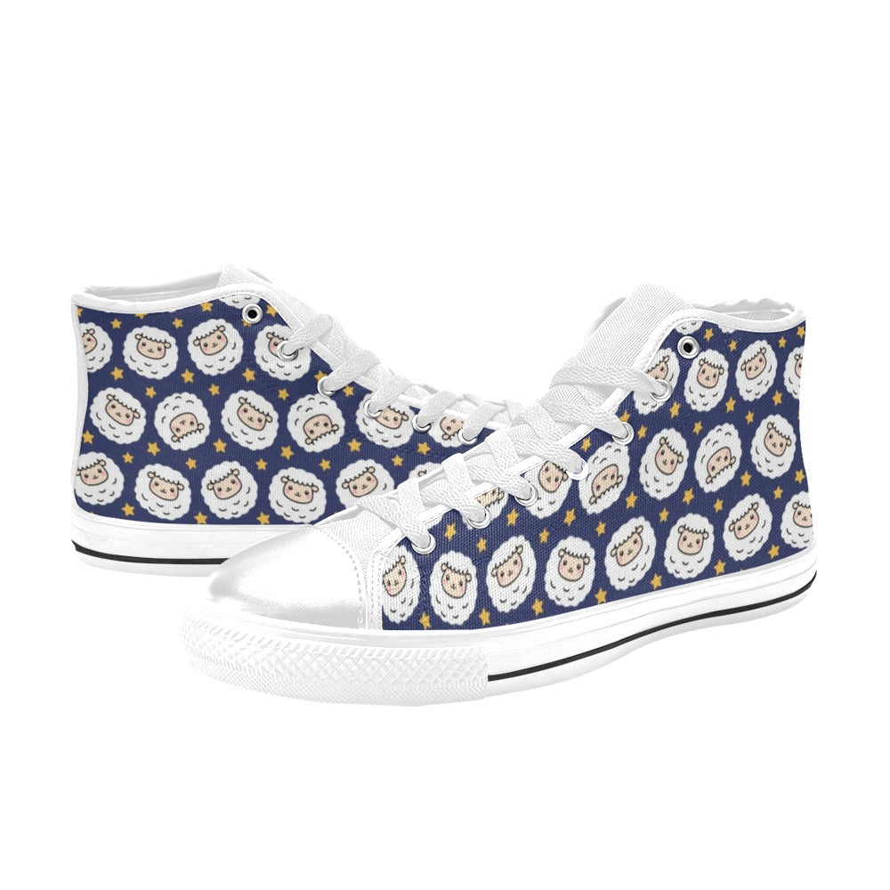Sheep Print Design LKS402 Men's High Top Canvas Shoes