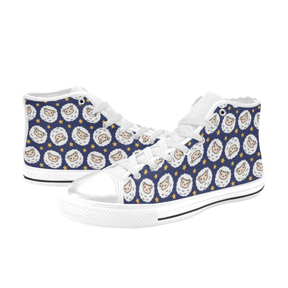 Sheep Print Design LKS402 Men's High Top Canvas Shoes